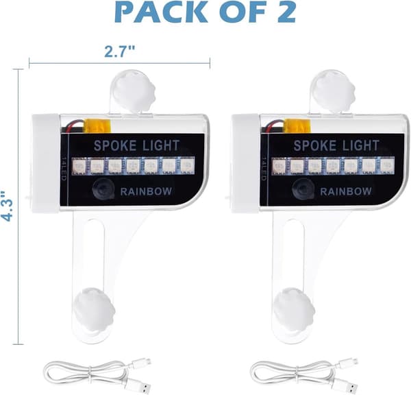 LED-sykkeleikerlys, 30 RGB-mønstre, bevegelsessensor, automatiske og manuelle moduser, vanntett 2-pakning for barn og voksne
