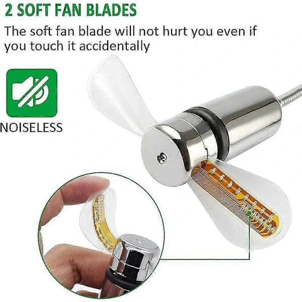 Mini USB Ur-blæser, HuiHeng Fleksibel Svanhals LED Ur USB Blæser Tidsvisning Ur-blæser til PC Computer.