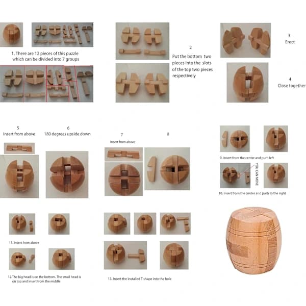 Voksen håndlaget kruttønne trepuslespill voksen interlocking 3D