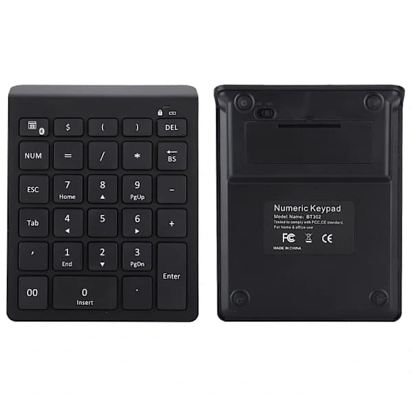 28-tasters, Mini, Numpad, Trådløs, BT3.0, Numerisk, Tastatur, Sort