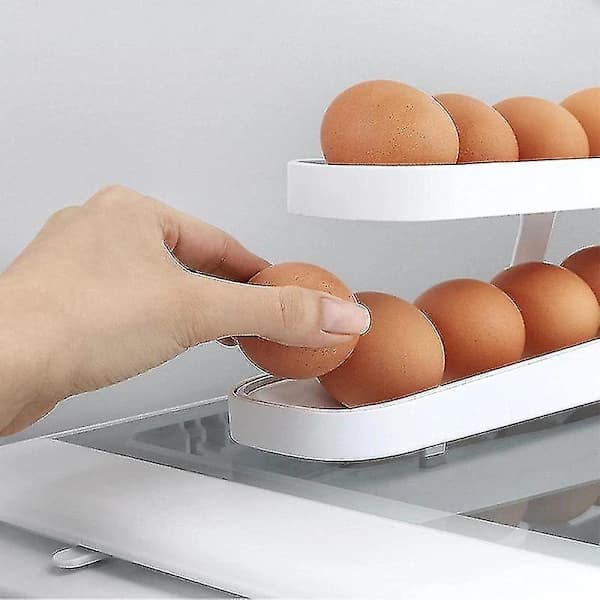 Egg Storage for Refrigerator, 2-Tier Automatic Rolling Egg Dispenser