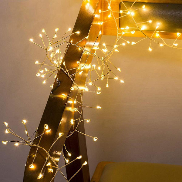 5m Fjärrkontrollerade ljusslingor, 8 lägen 200 LED-ljus USB-drivna, dimbara bröllopsfestdekorationer för trädvasfönster (varmvit)