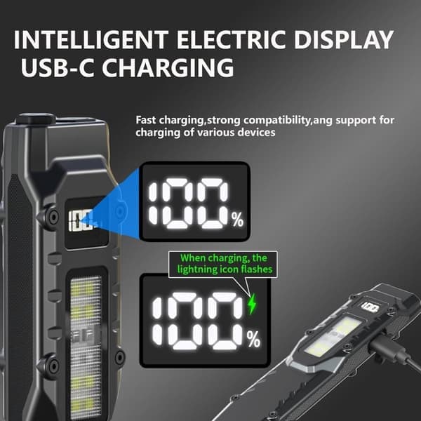 Taskulamppu - Monitoiminen kannettava ulkotaskulamppu - USB-ladattava