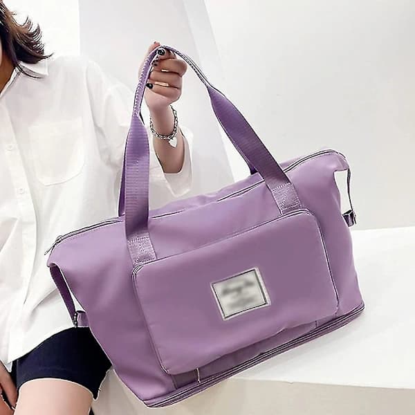 Nylonduffelbag, stor størrelse, utvidbar lilla
