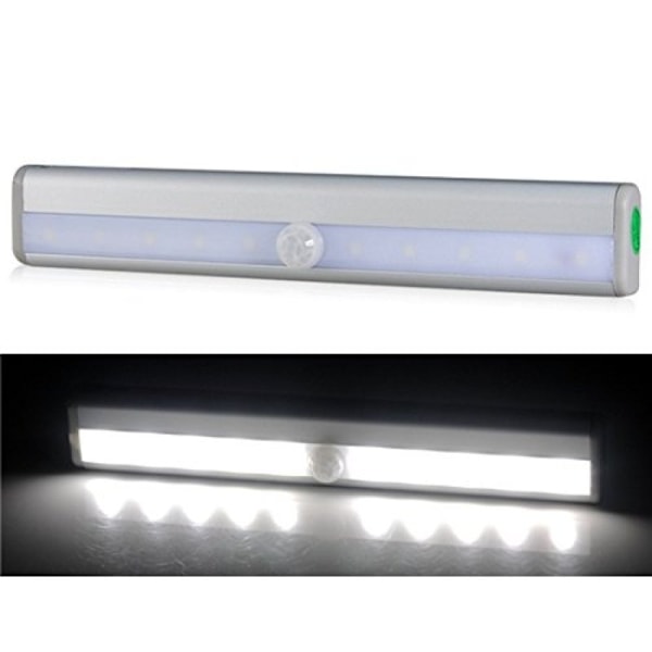 Skab LED-lys, bevægelsesaktiveret LED-lys, DIY klæb-på-hvor-som-helst bærbar 10-LED trådløs bevægelsessensor skab