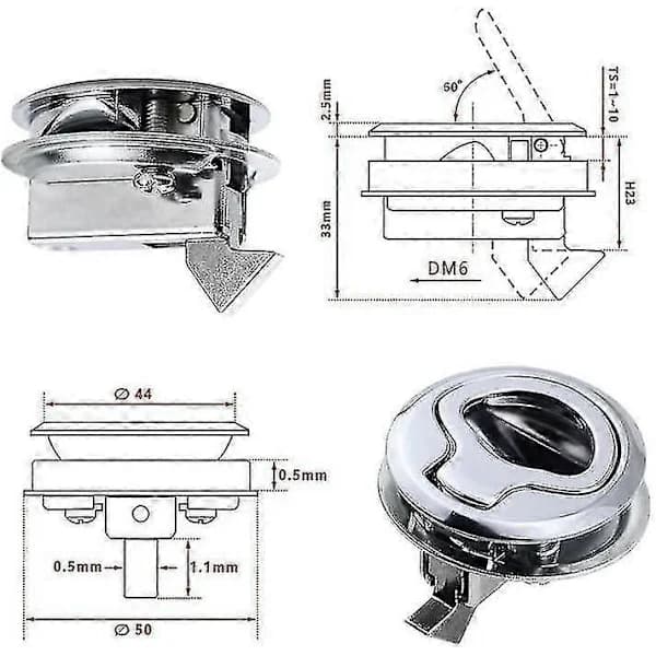 Rostfritt stål Flush Pull Latch Slam Latch Båtlucka Lås Flush Pull Latch Kompatibel Husbil Marin Båt Husbil 1,5 tum Silver []
