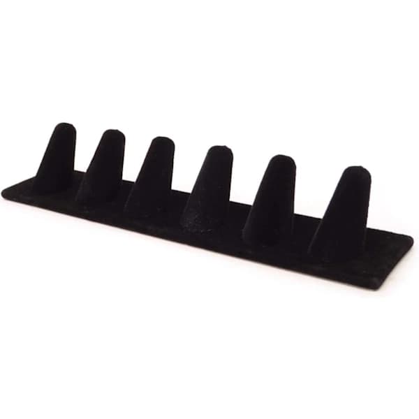 1 stk. Sort Fløjl 6 Finger Ring Display Stand Organizer