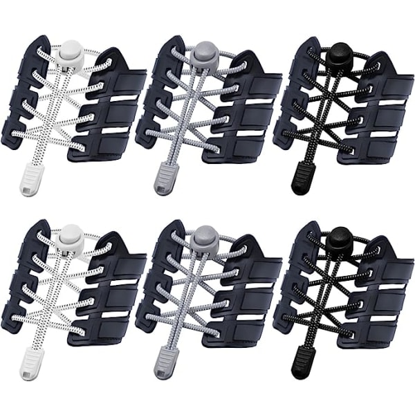 /HA/6 Pairs Elastic No Tie Shoelaces for Adults and Kids Tie-Free Shoe Laces L