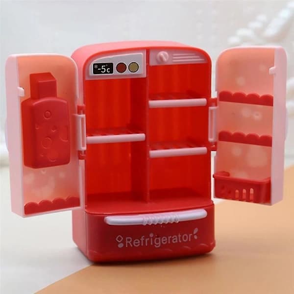 1:18 Mini Simulering Mini Dobbeltdørs Kjøleskap Dekorasjon Dukkehus Leker for Barn, mi