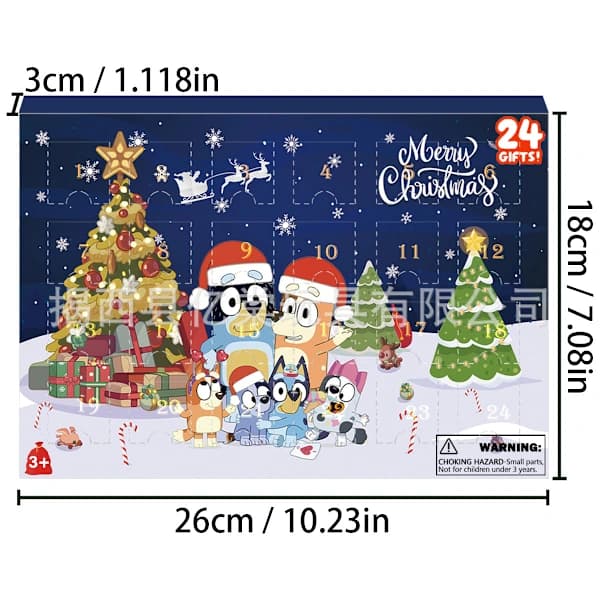 HA-Xbi - 2024 Ny Bluey Blind Box Julekalender Jule Blind Box 24 Dage Nedtælling Overraskelsesboks
