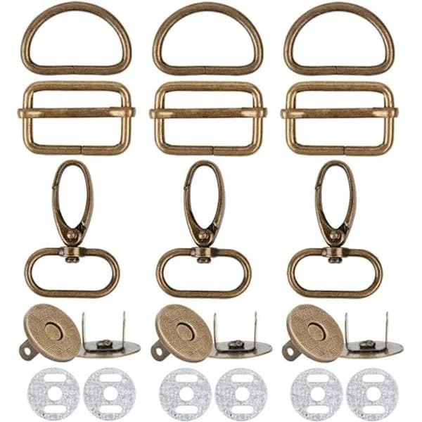 40 stk. cyan antikk tre glide ring metallspenne+D-ring+rotasjon