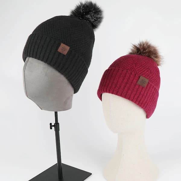 Lue for kvinner menn vinterlue damer Cuffed Beanies lue varm luer grå Claret