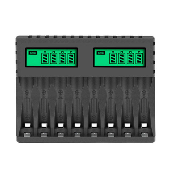 /HH/ 8-rums batterioplader med LCD-display Intelligent til AA/AAA NiCd NiMh genopladelige batterier Opladning aa aaa oplader Sort