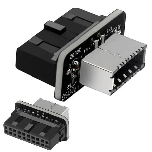 HA-USB 3.0 intern header till USB 3.1/3.2 Typ C front Typ E adapteromvandlare A
