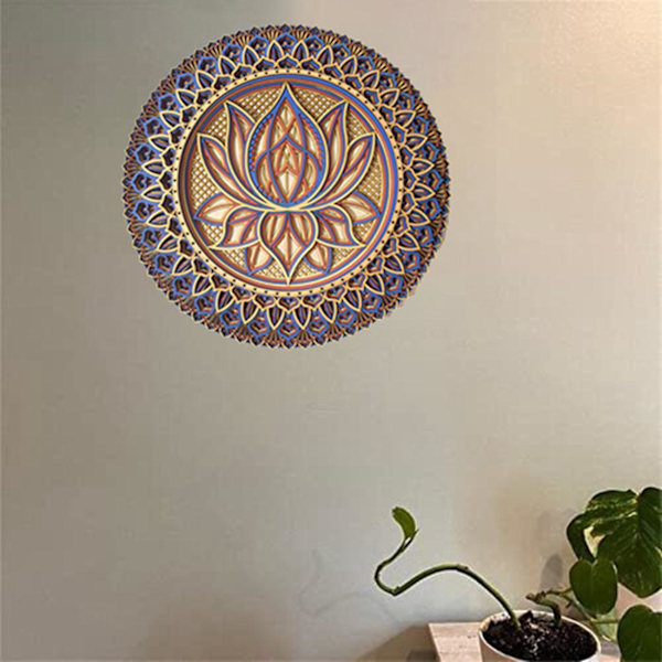 Lotus Blomster Mandala-kunst Vegg, Lotus Blomster Mandala Metall Vegg Henger For Rom Dekorasjon Bohemian