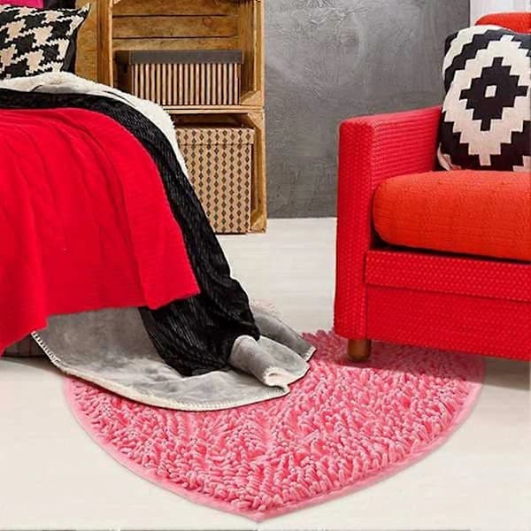 Hjerteformet Matte Kjærlighet Gulvmatte Hjerte Dusjmatte Sklisikker for Rom Sofa Baderomsgulv Valentinsdag