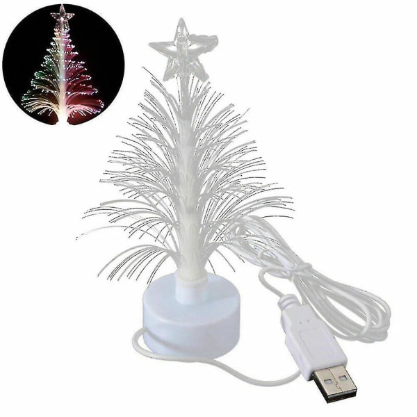 USB LED Juletræ Natlys Farveskiftende Fiberoptisk Juledekoration Prop-hao