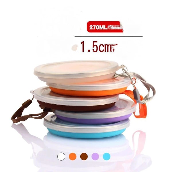 Hopfällbar resesilikonmugg - Hopfällbar silikoncampingmugg med lock - Expanderbar dricksmuggset - Bärbar, graderad [9,22oz]Lila(WZ23