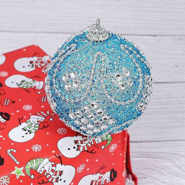 8 cm glitrende krystall shatterproof julekule ornamenter 3 stk (lilla)bd