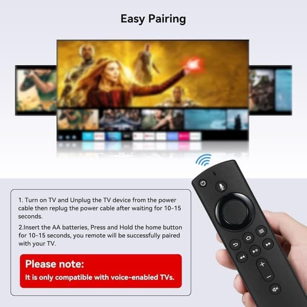 Applicera på L5B83H Smart TV Stemmefjernkontroll for Amazon 2nd 3rd Gen Fire Stick 4K Cube