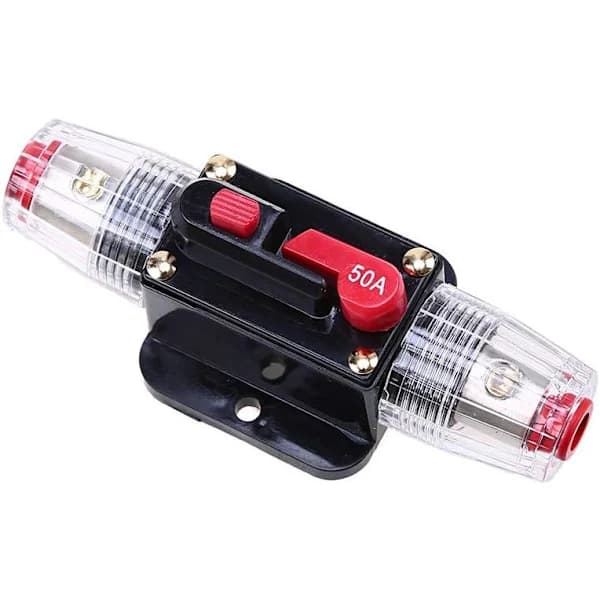 Professionel inline-afbryder til bilstereo, marinekvalitet 12V 50A manuel nulstillingssikringsholder til stereobeskyttelse, egnet til bilmotor
