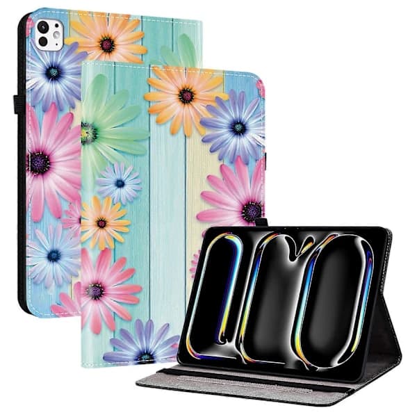 HA~Leather Case with Printed Pattern and Card Slots for iPad Pro 11 (2024)