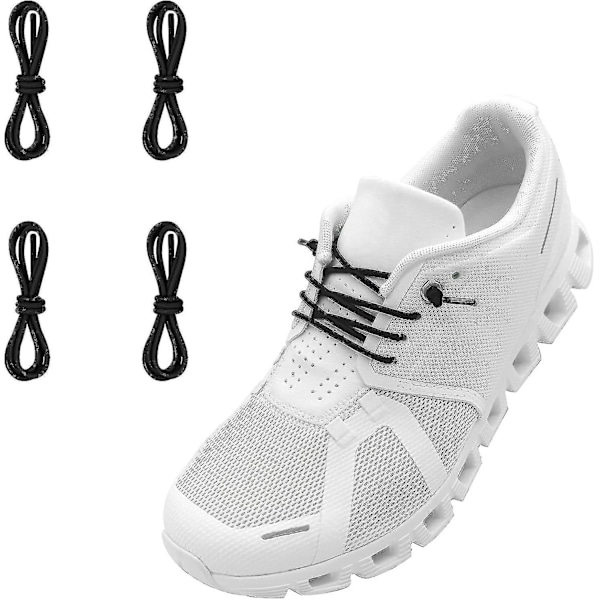 Ndtezugt 2 par 1/10\" (2,5 mm) elastiske tynde skosnørebånd, strækbare runde skolisser skostrengserstatning til On Cloud Sneaker