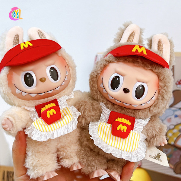 [HH] Söta Labubu Kläder M Cosplay Kawaii Kostym Röd Pommes Frites Leksak Outfit Väska Hänge Plyschleksak Lububu Kläder