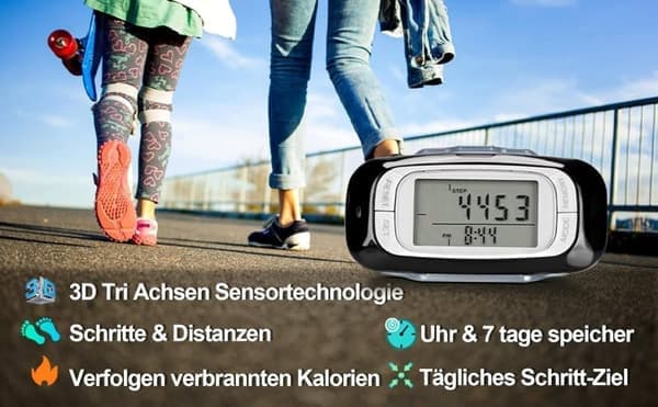 Skritteller med 3D-sensor – Multifunksjonell og enkel skritteller, perfekt for daglig trening og helse