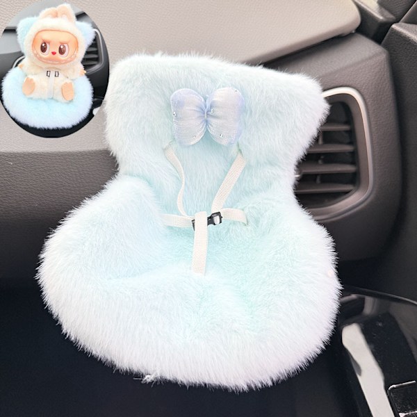 [HH] Anime Mjuk 17cm Labubu Monsters Kläder för Labubu Docka Söt Labubu Bilsäkerhetssäte Plysch free 4
