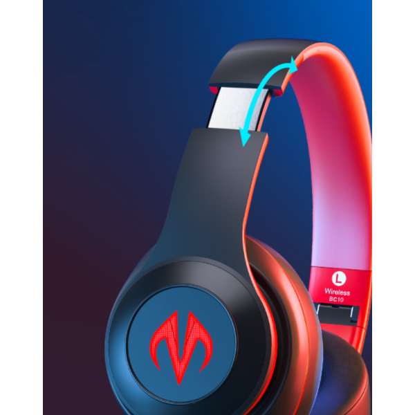 Bluetooth headset musikmottagare lyssna på musik och watch på film headset trådlöst headset Bluetooth sportspelheadset (svart rött