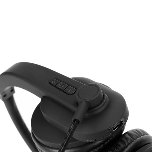 Trådløst Bluetooth 5.2-headset med støjreduktion, komfortabelt telefonheadset med roterbar mikrofon til kontor, sort