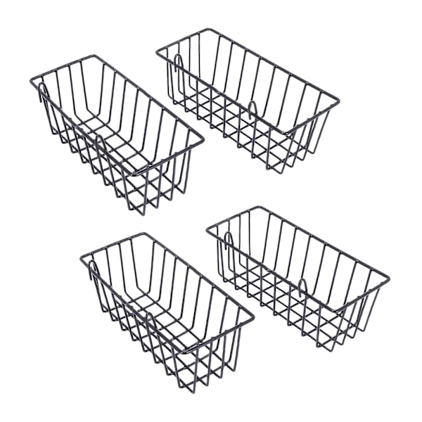 4-pack väggrutnätpanel hängande trådkorg, rutnätväggsförvaringskorg, väggmonterade korgar displayhyllor