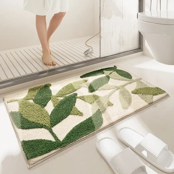 Forestry-45*65cm - skridsikker badeværelsesmåtte, blød brusemåtte i mikrofiber, vandabsorberende, maskinvaskbar