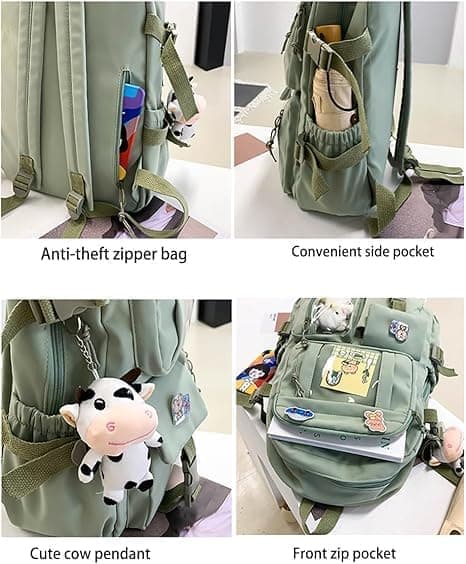 Cute Backpack with Large Capacity - With Decorative Pendants & Pins, For All School Ages