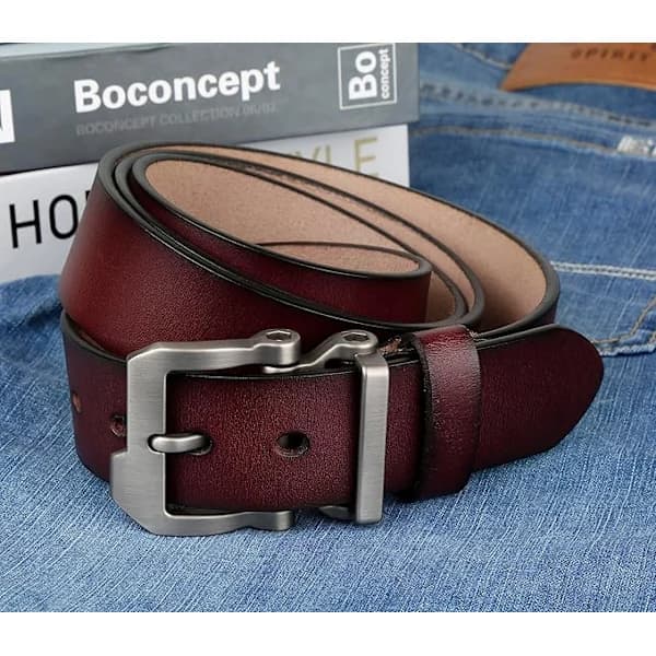 HA~Læderbælte til mænd, stor størrelse 110cm-125cm, til jeans, sort brun 38mm