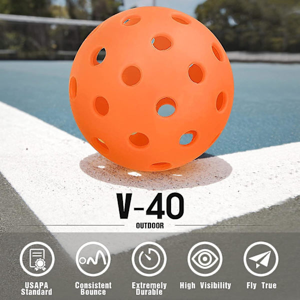 Pickleballs 6-pack Pickleball-bollar Uppfyller USAPA-krav | Välj inomhus eller utomhus | Dubbelton Luminous Grön Blå Rosa Tangerin Gul
