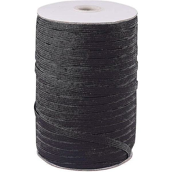 200 yards/rulle platt elastisk fibersnöre, stretchband snöre spole rulle, 6x1mm svart