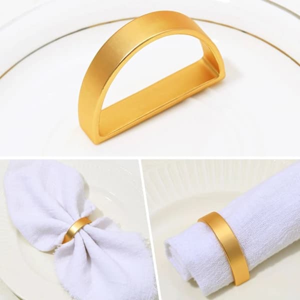 HA~8 stk. guld servietringe, elegante servietholdere, halvcirkelformede servietringholdere til borddekoration, servietspænder