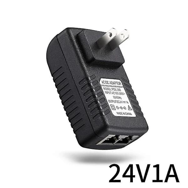 PoE-injektor Strömadapter För IP-kamera DC24V 1A EU-kontakt