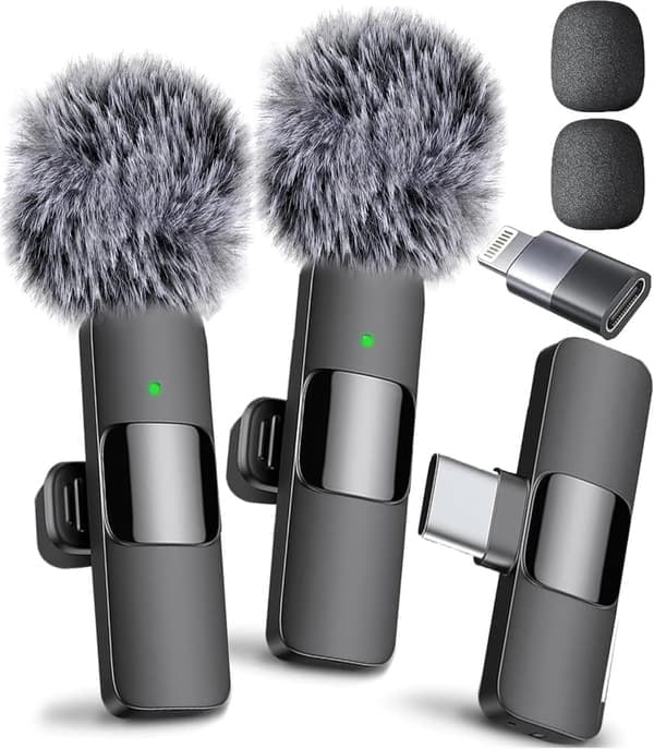 Trådløs Lavalier Mikrofon - Lightning & USB-C – Mini Mic for iPhone/Android, Video, TikTok, Vlogg, YouTube