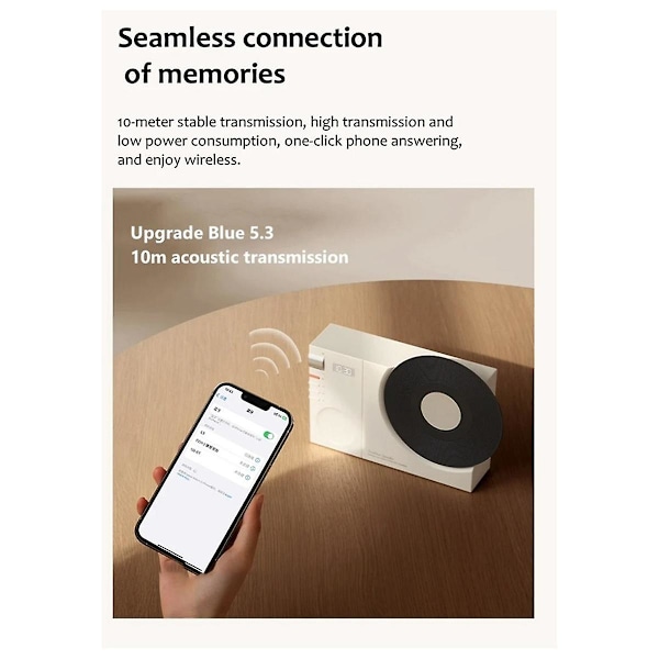 Vinyyli Bluetooth-kaiutin Retro-tyylinen korkealaatuinen minikokoinen äänentoistolaite, kannettava kellokaiutin, tukee Tf-korttia /aux,b