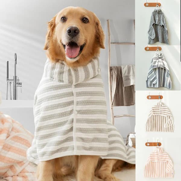 Ultraabsorberende Hundebadehåndklæde Superabsorberende Hundebadekåbe til Badetid Klassisk Ren Grå L