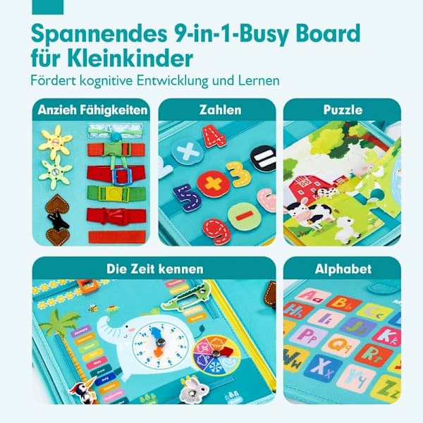 Montessori-tavle, børn 1-4 år, 9-i-1 aktivitetslegetøj til rejser og læring – FM –
