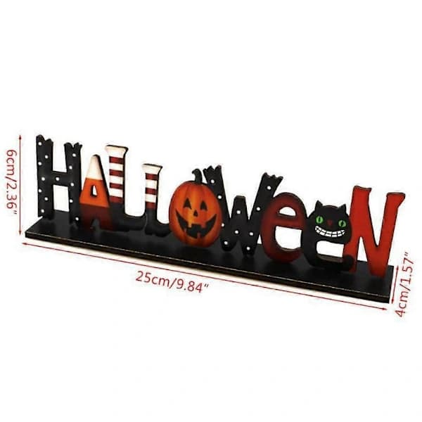 Halloween Bokstäver Träbordsdekor Pumpa Katt Skylt Skrivbordsprydnad