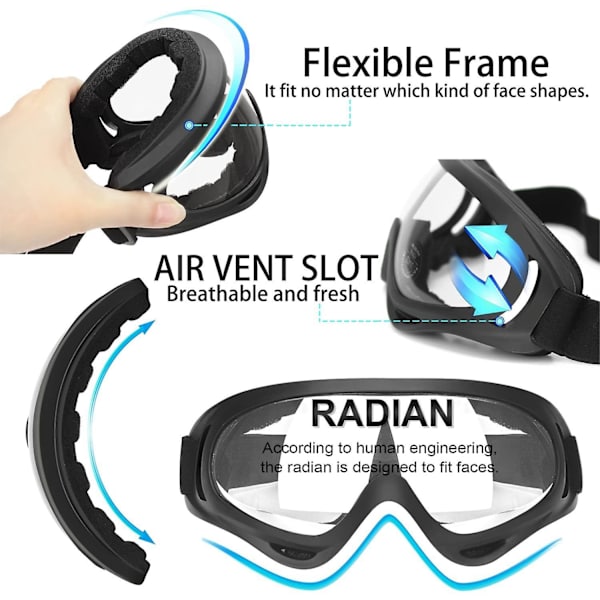 2-pack barnskyddsglasögon med anti-imma och UV-skydd