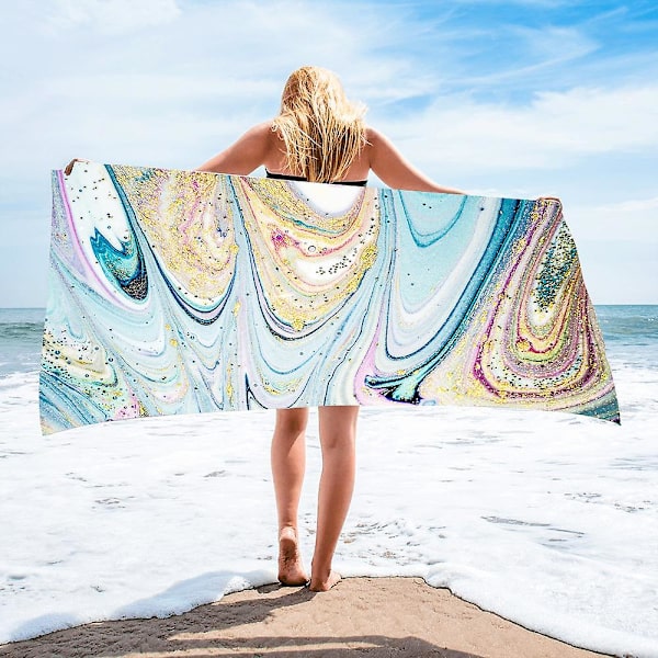 Farverige prints store strandhåndklæder hurtigtørrende surf poncho mikrofiber badehåndklæde rejse sjal strand yoga picnic fitnessmåtte kvinder gave