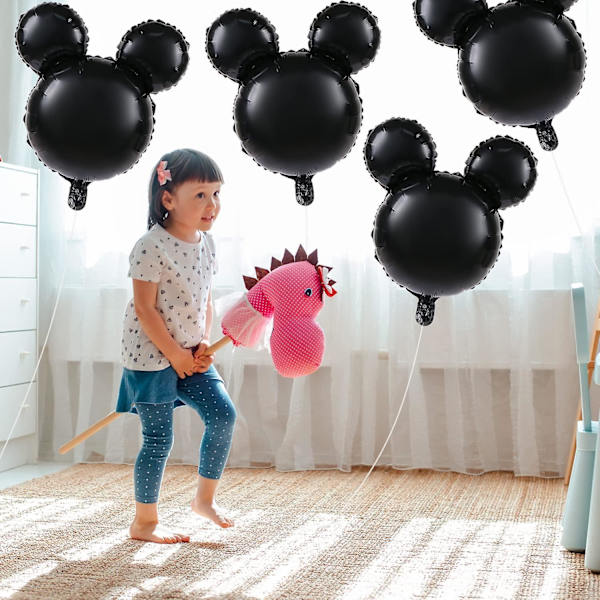 6 stk. musehovedballoner, 24' musemylarballon, jumbo musehoved aluminiumsfolieballoner til fødselsdagsfestdekorationer, babyshower-artikler