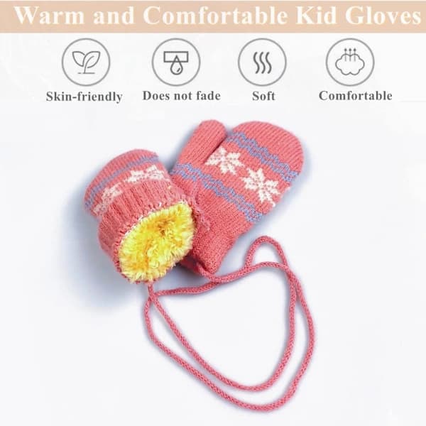 Barnens vinterhandskar varma unisex-vantar stickade snöflinga N