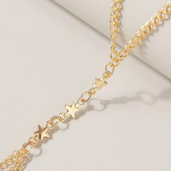 Finger Ring Hand Chain Bracelet Gold Link Bracelet Slave Hand Harness Bracelet Cute Love Heart Star Bracelet för kvinnor flickor